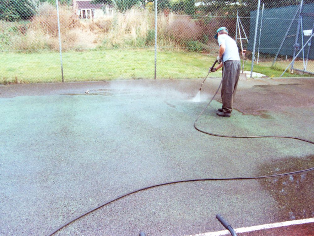 Power washing tennis courts